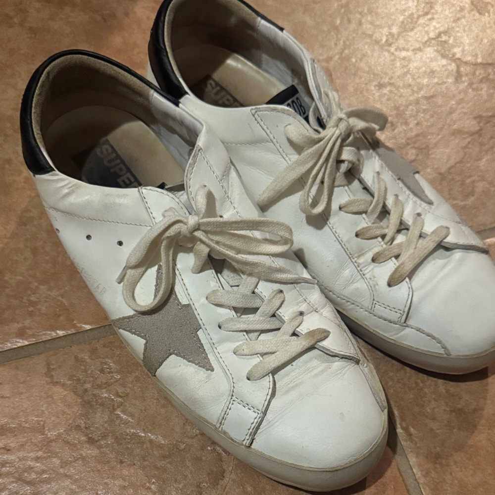 Golden Goose White and Gray Sneakers
